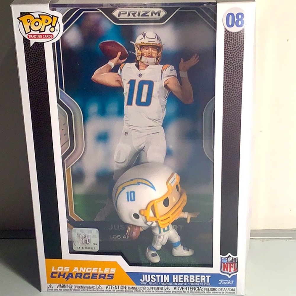 Funko Pop Trading Card Justin Herbert Los Angeles Chargers NFL. 08 New